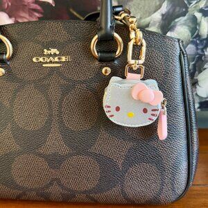 NEW Hello Kitty Mini Coin Purse Bag Charms Keychain Silver with PINK accents